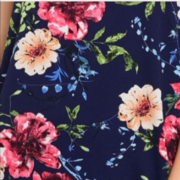 NWT Blue Floral dress w white trim S M L MSRP$45 - Picture 5 of 5